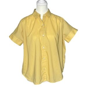Everlane Womens Mustard Yellow Cotton Short Sleeve Boxy Button Up Shirt Size S